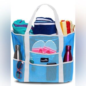 Dejaroo Blue Mesh Beach Tote Bag